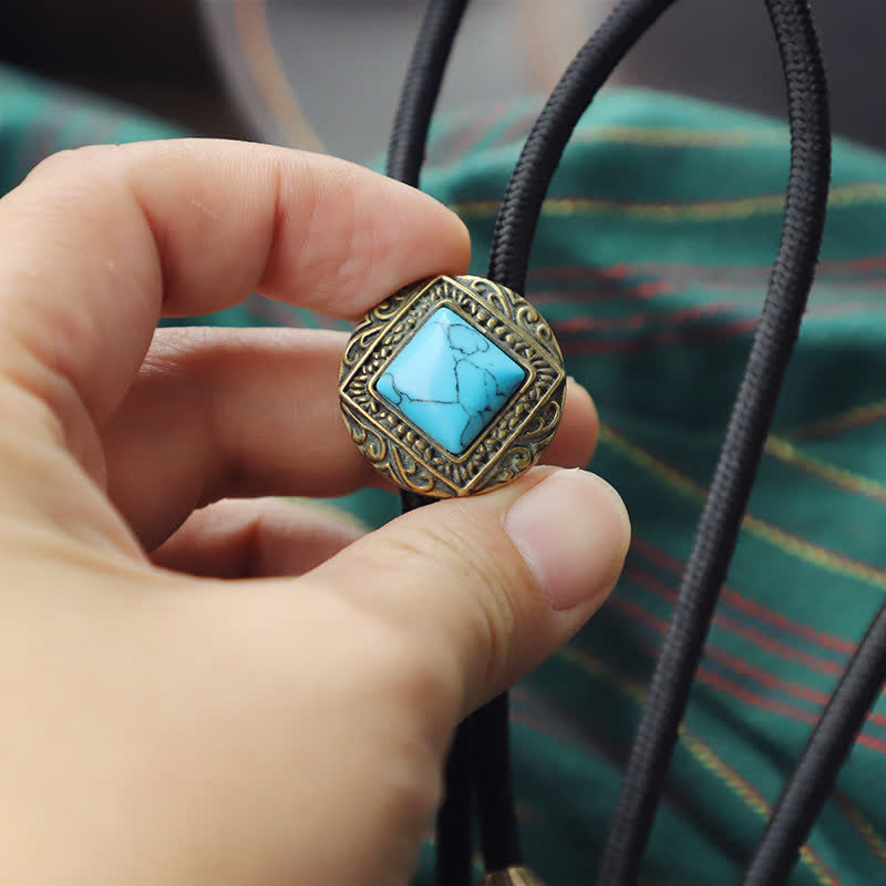 Copper Faux Turquoise Stone Bolo Tie