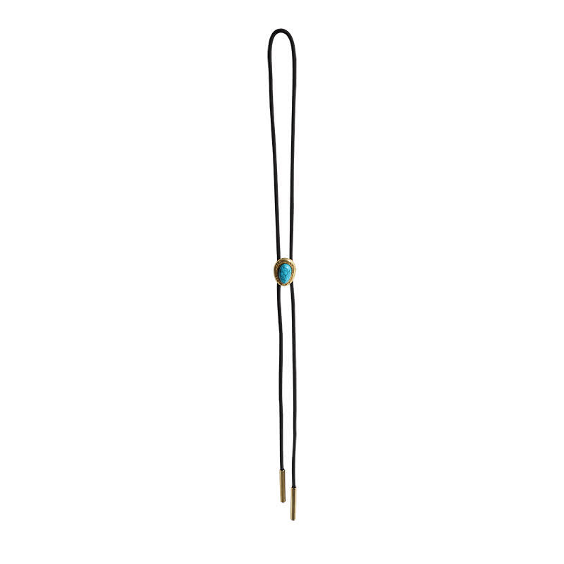 Western Vintage Oval Turquoise Pendant Bolo Tie