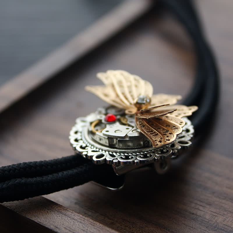 Steampunk 3D Butterfly Pendant Bolo Tie