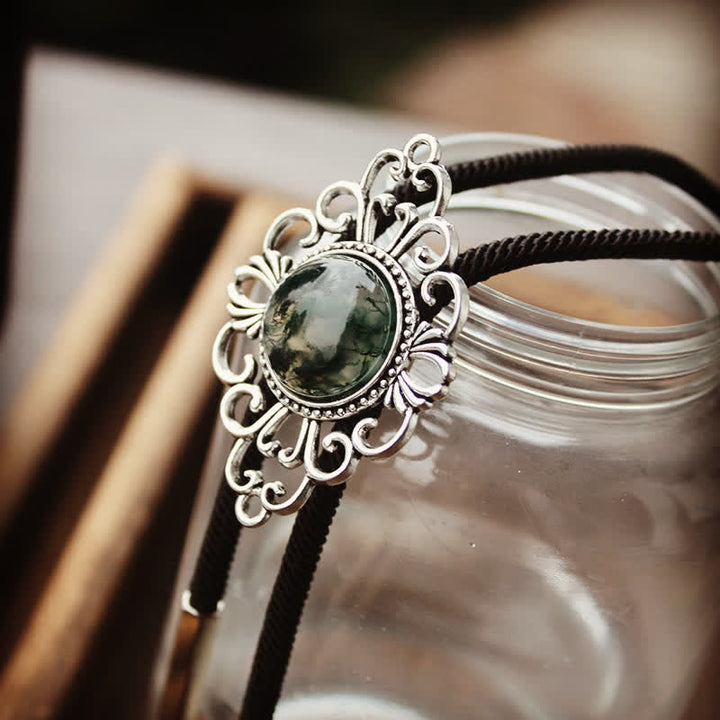 Unique Art Stone Medallion Pendant Bolo Tie