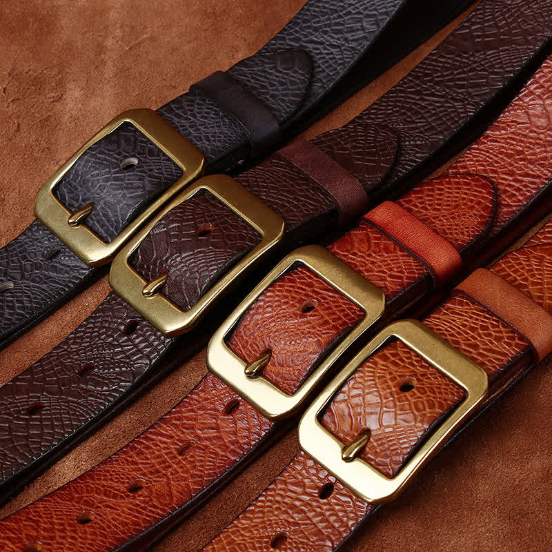 Men's Crocodile Print Full Grain Leather Belt