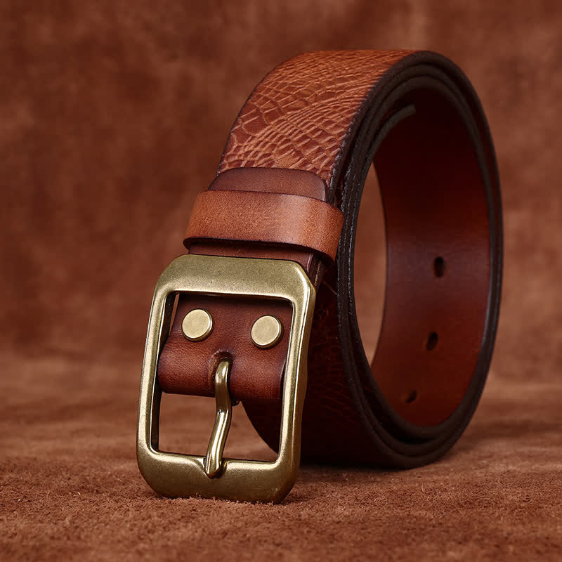 Men's Crocodile Print Full Grain Leather Belt