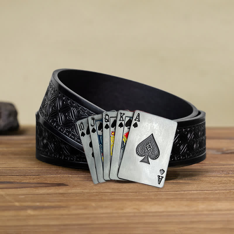 Men's DIY Casino Game Poker Buckle Leather Belt