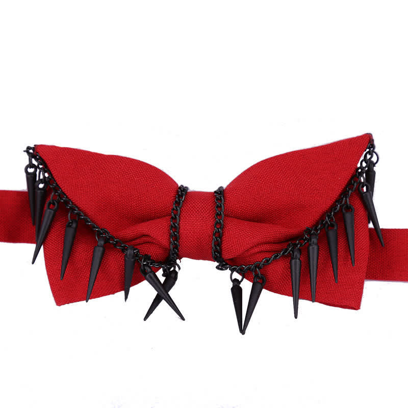 Men's Punk Style Rivet Chain Tassels Bow Tie