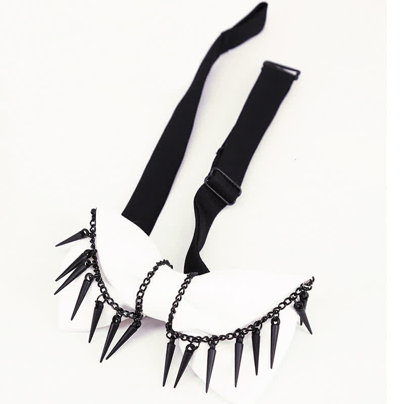 Men's Punk Style Rivet Chain Tassels Bow Tie