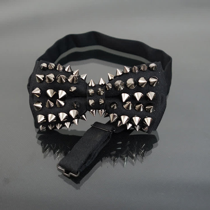 Men's Punk Style Rivet Chain Tassels Bow Tie