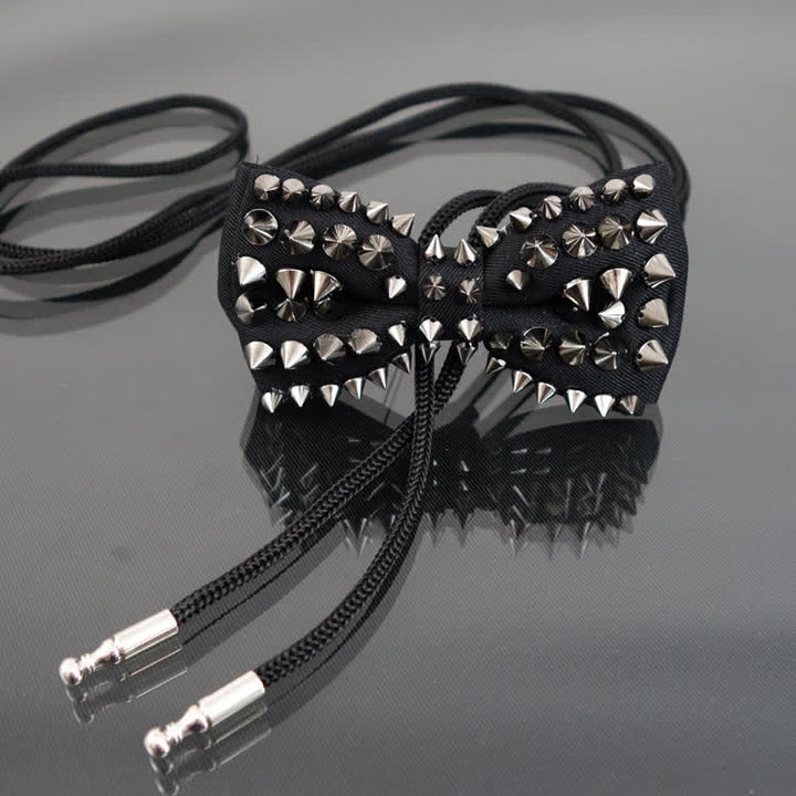 Men's Punk Style Rivet Chain Tassels Bow Tie