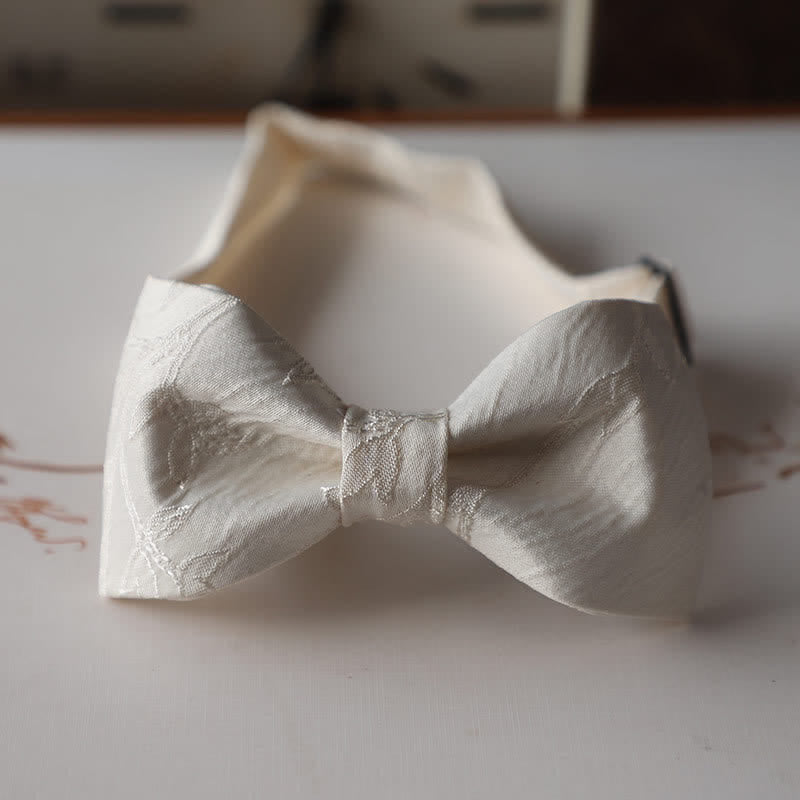 Men's Elegant Ivory White Solid Color Bow Tie