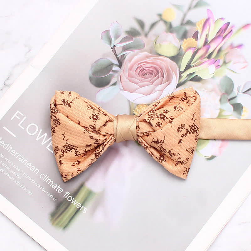 Men's Apricot Delicate Floral Print Bow Tie