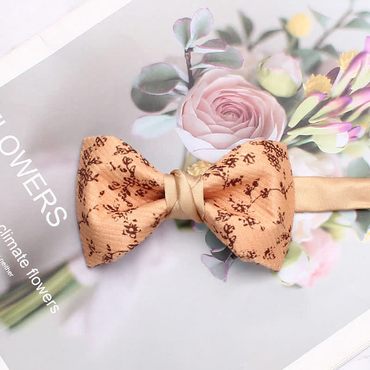 Men's Apricot Delicate Floral Print Bow Tie