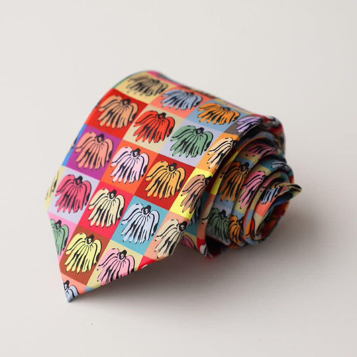 Men's Floral Animal Garden Scene Pattern Necktie - Style #5 - image 9
