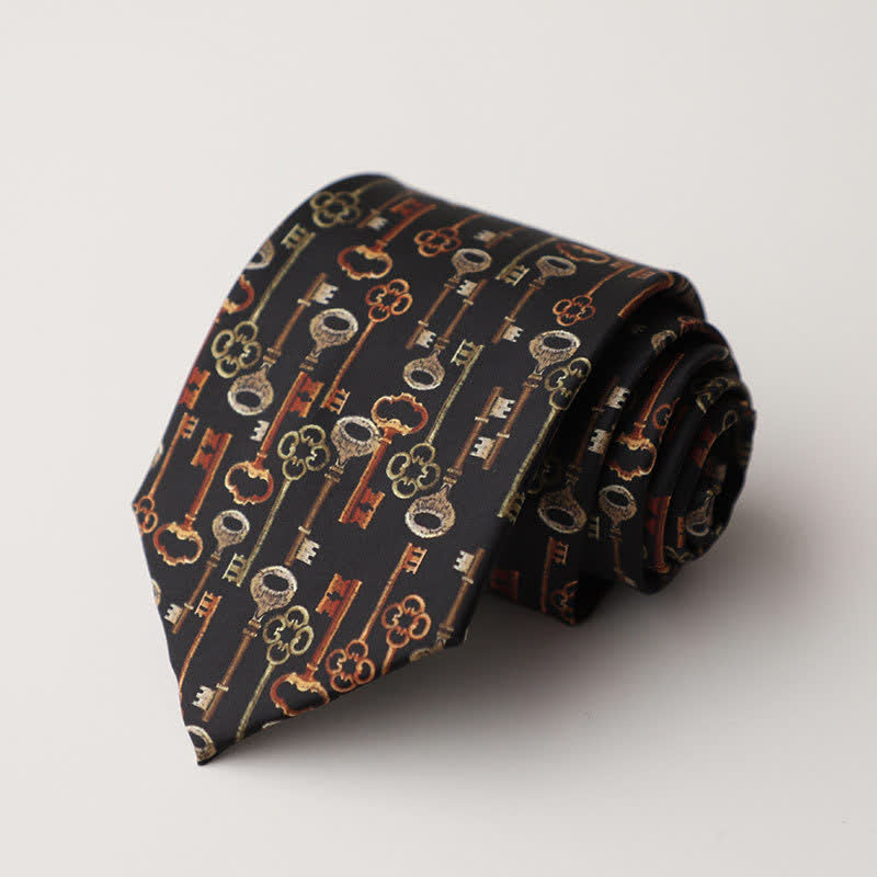 Men's Floral Animal Garden Scene Pattern Necktie