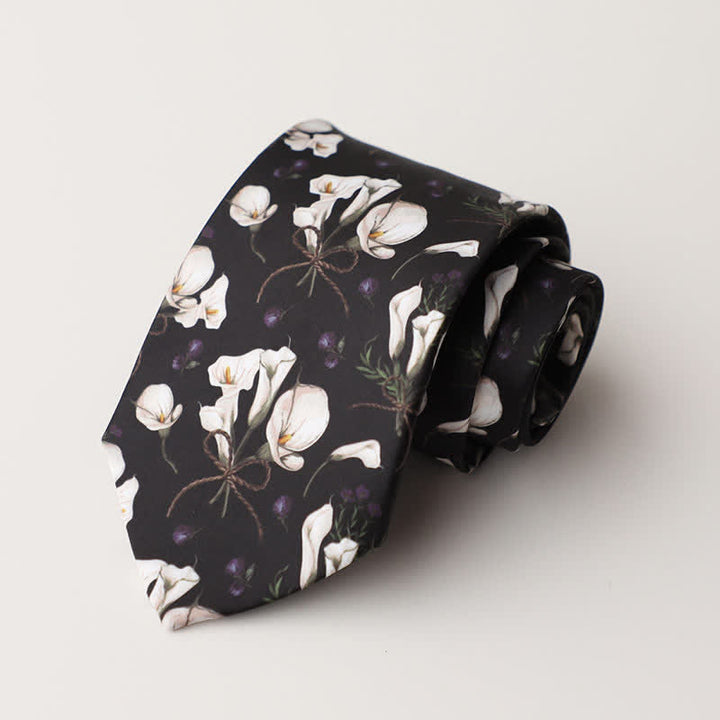 Men's Floral Animal Garden Scene Pattern Necktie