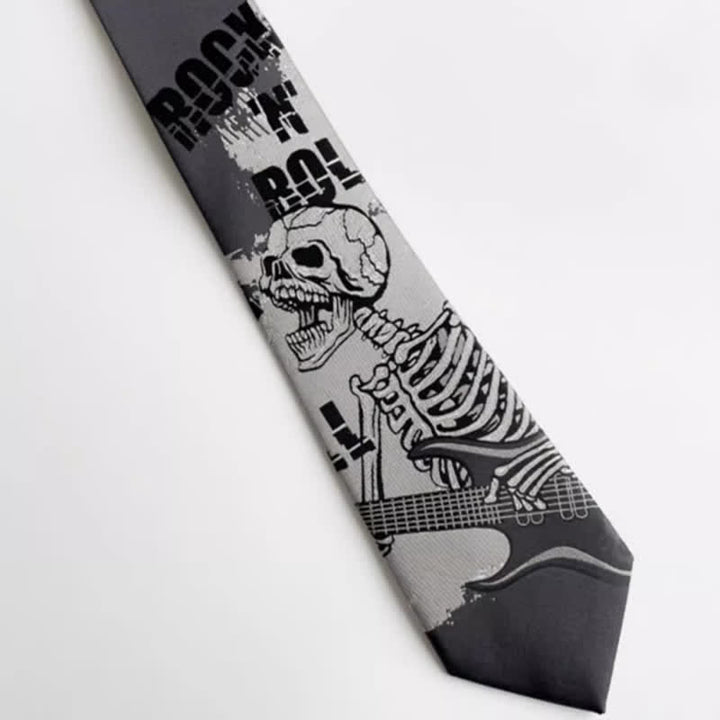 Men's Rock Punk Dark Gray Skull Necktie