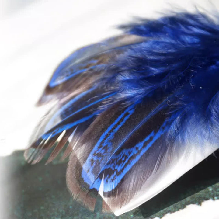 Navy & Pure White Bird Feather Bow Tie