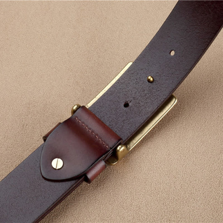 Men's Geometric Checkered Style Leather Belt