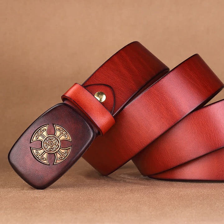 Men's Viking Celtic Knot Cross Leather Belt