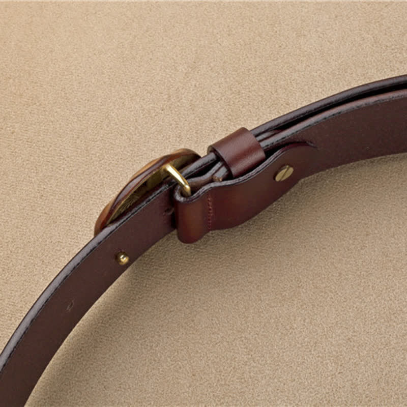 Men's Unique Design 3D Round Buckle Leather Belt