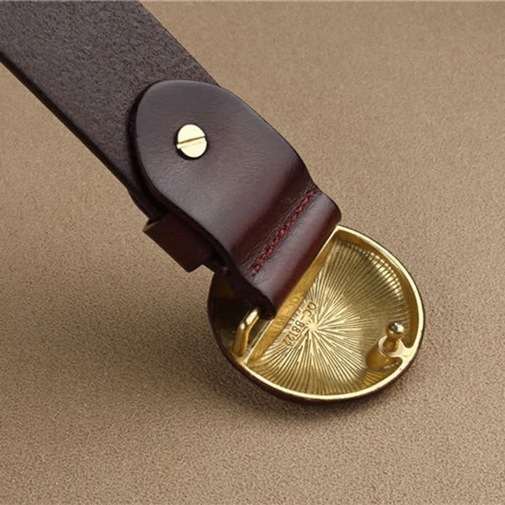 Men's Unique Design 3D Round Buckle Leather Belt