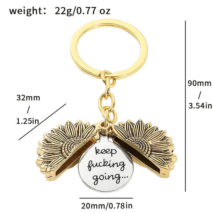 Vintage Sunflower Locket Pendant Keychain Necklace - image 15