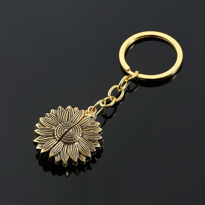 Vintage Sunflower Locket Pendant Keychain Necklace - image 11