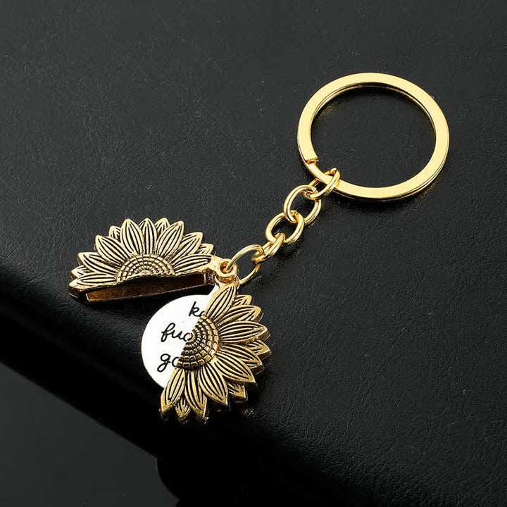 Vintage Sunflower Locket Pendant Keychain Necklace - image 12