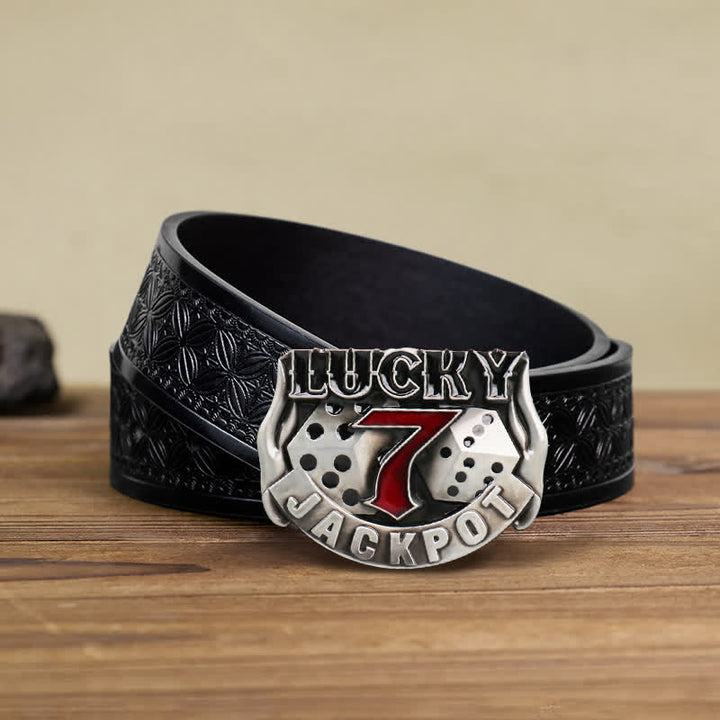 Men's DIY Lucky 7 Dice Buckle Leather Belt