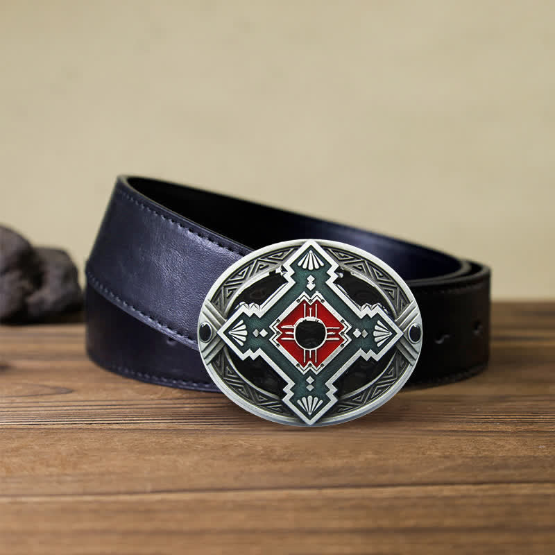 Men's DIY Native Indian Western Buckle Leather Belt