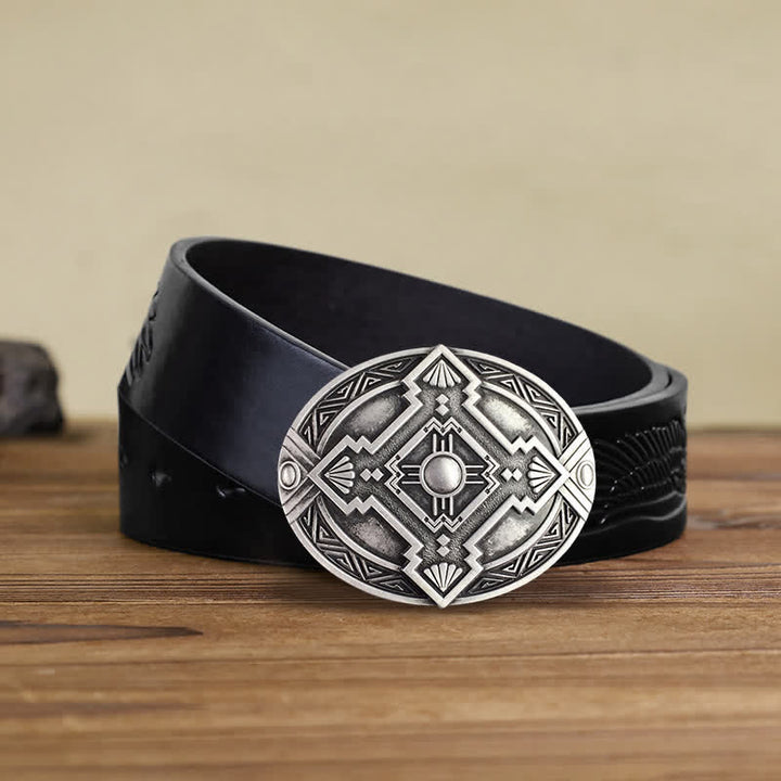 Men's DIY Native Indian Western Buckle Leather Belt