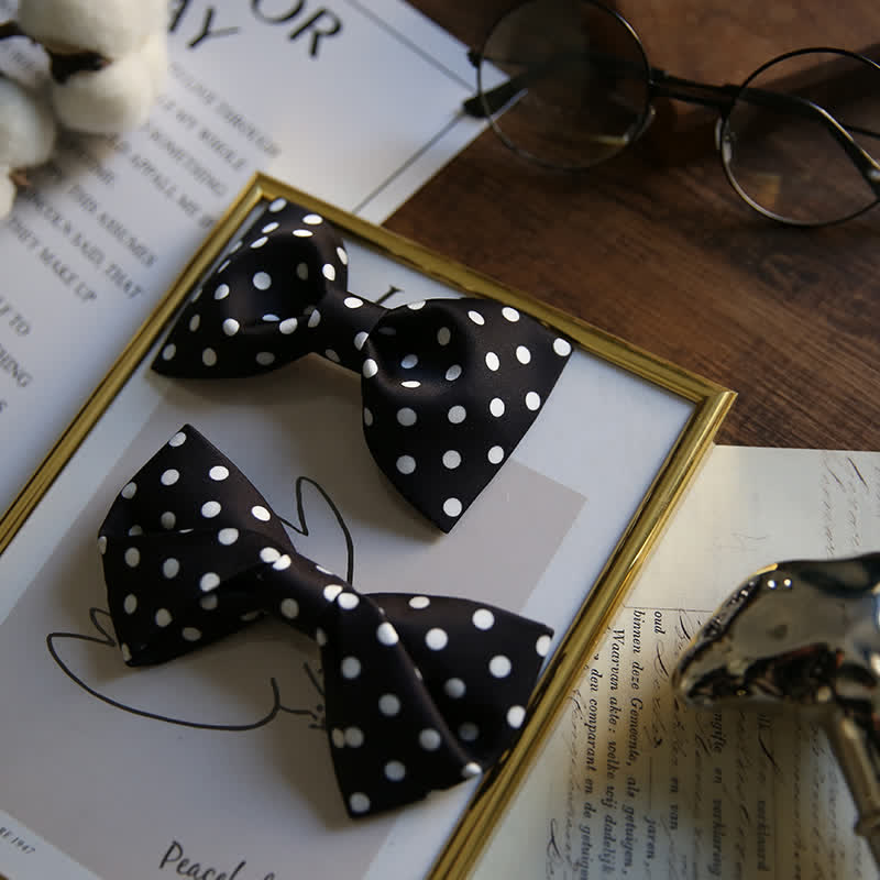Men's Elegant White Polka Dots Bow Tie - image 6