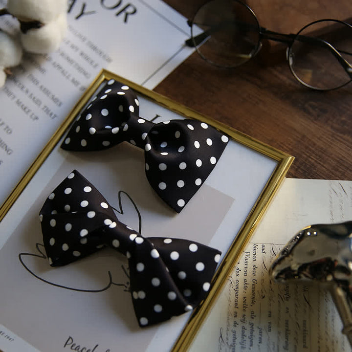 Men's Elegant White Polka Dots Bow Tie - image 6