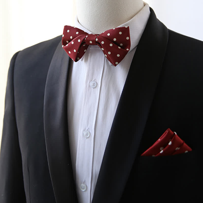 Men's Elegant White Polka Dots Bow Tie - image 1