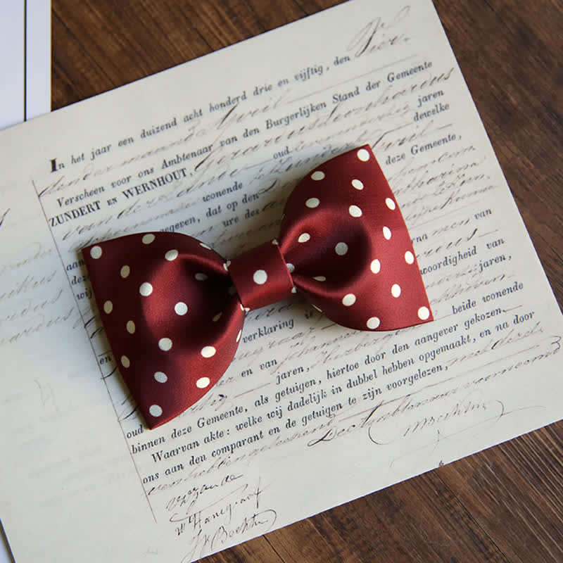 Men's Elegant White Polka Dots Bow Tie