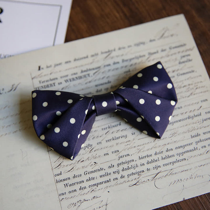 Men's Elegant White Polka Dots Bow Tie