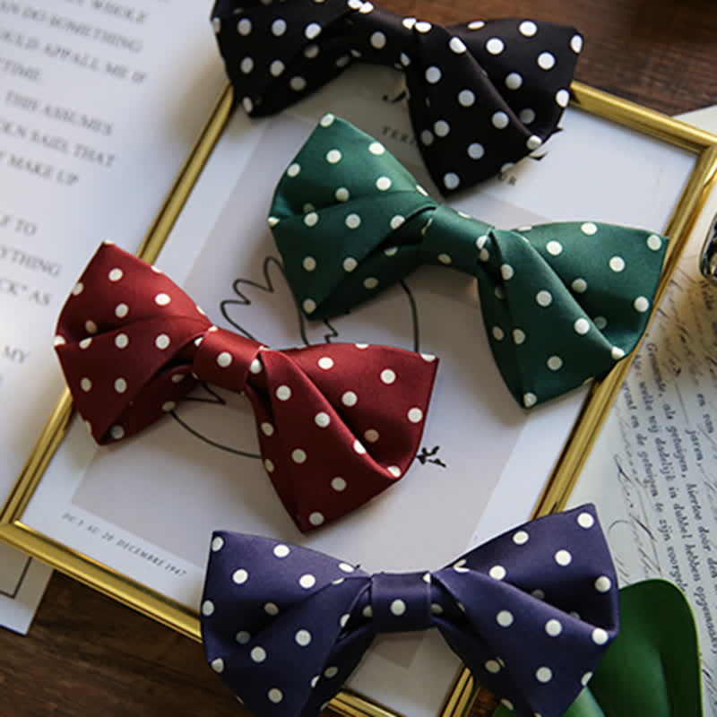 Men's Elegant White Polka Dots Bow Tie