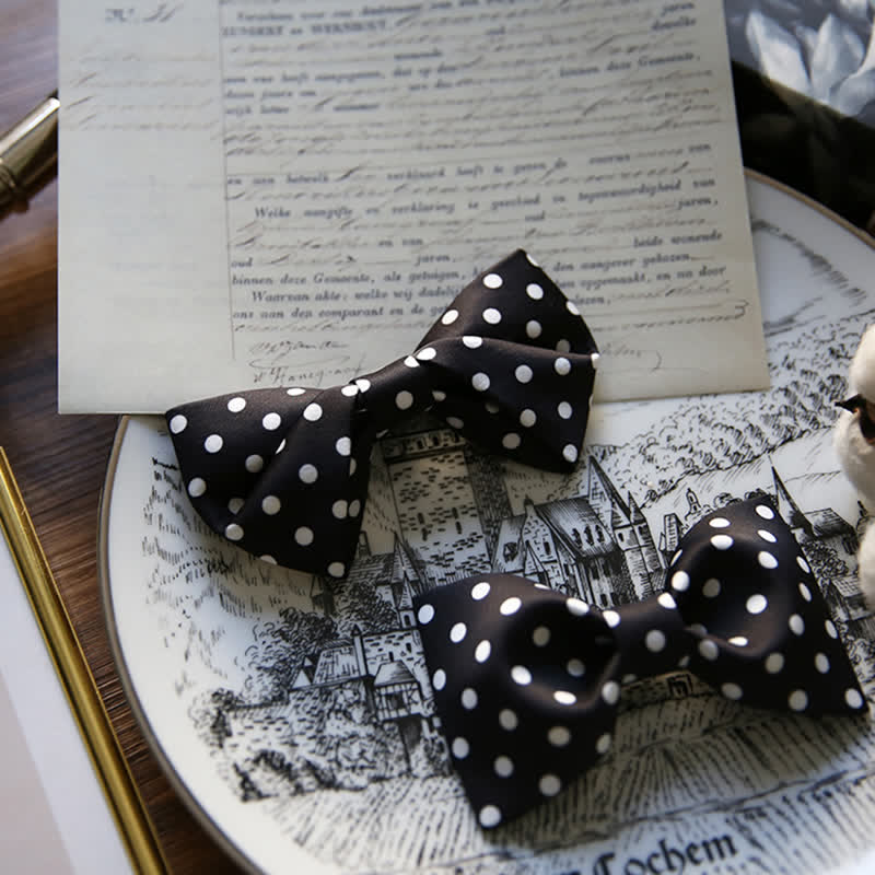 Men's Elegant White Polka Dots Bow Tie - image 5
