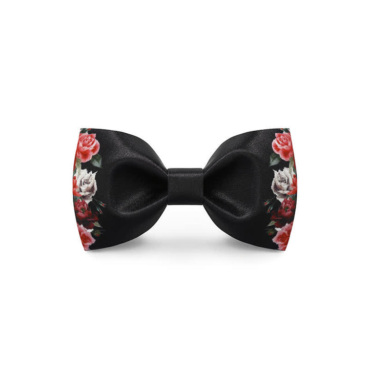 Men's Red Flower Printed Wedding Bow Tie