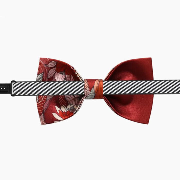 Men's Red Flower Printed Wedding Bow Tie