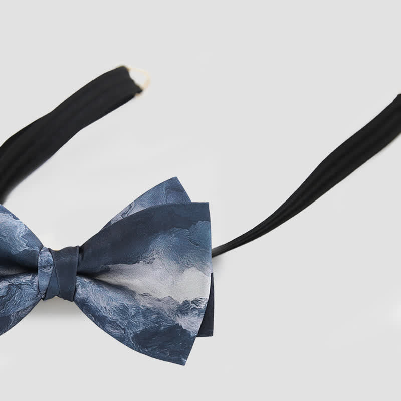 Men's Rendering Blue Ink Painting Bow Tie