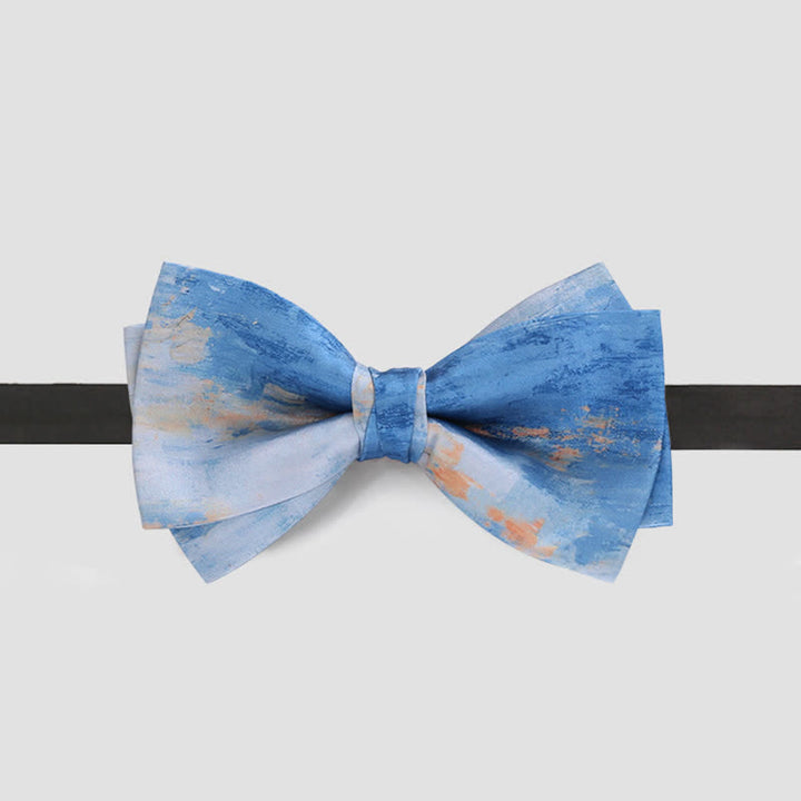 Men's Rendering Blue Ink Painting Bow Tie