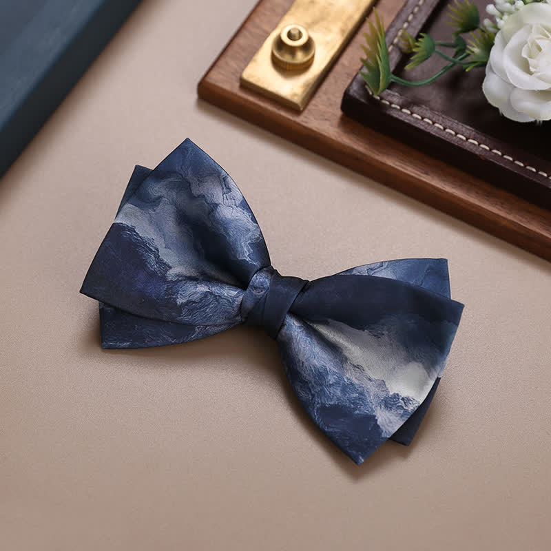 Men's Rendering Blue Ink Painting Bow Tie