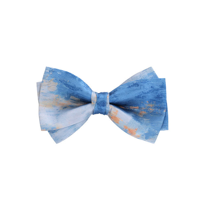 Men's Rendering Blue Ink Painting Bow Tie