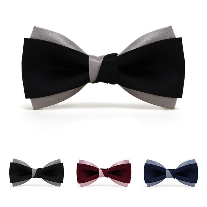 Men's Contrast Color Double Layered Bow Tie