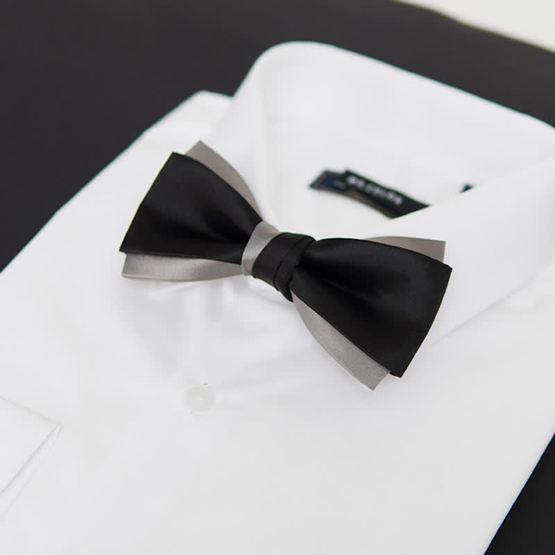 Men's Contrast Color Double Layered Bow Tie