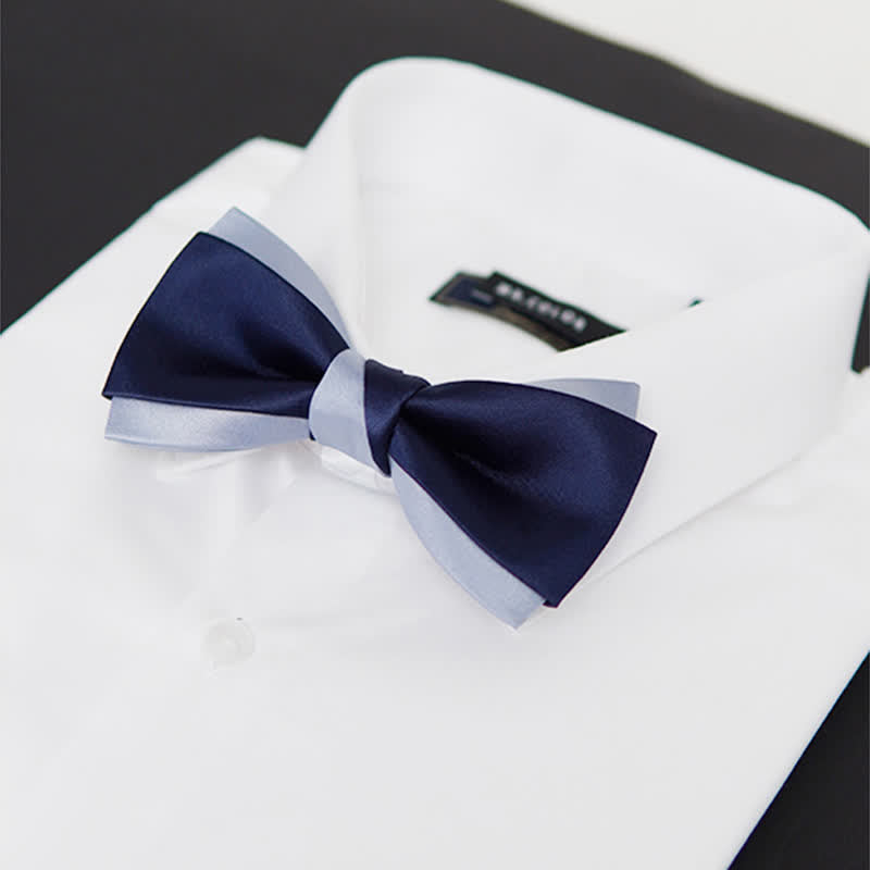 Men's Contrast Color Double Layered Bow Tie