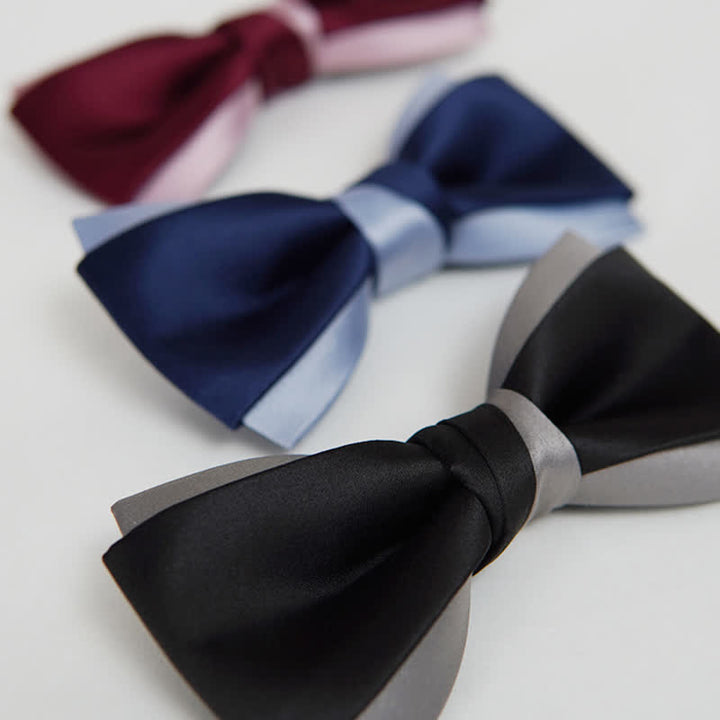 Men's Contrast Color Double Layered Bow Tie