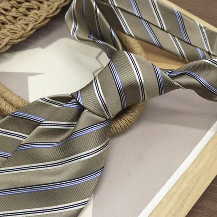 Men's Classic Striped Wide Real Silk Necktie