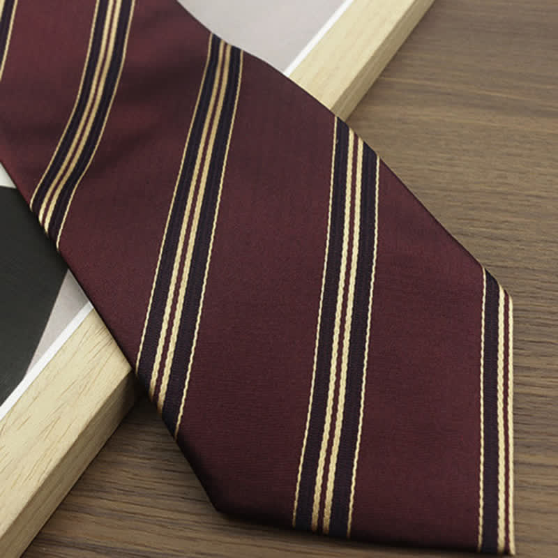 Men's Classic Striped Wide Real Silk Necktie