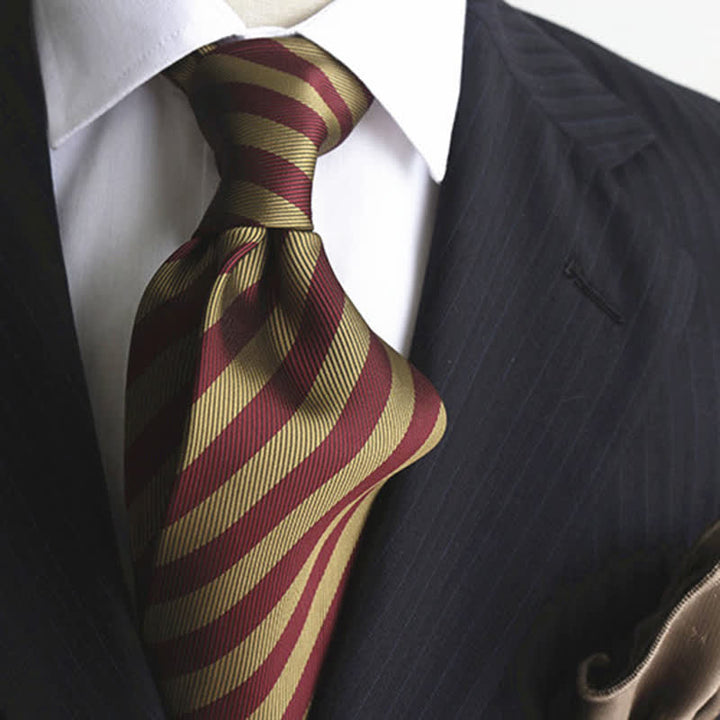 Men's Classic Striped Wide Real Silk Necktie