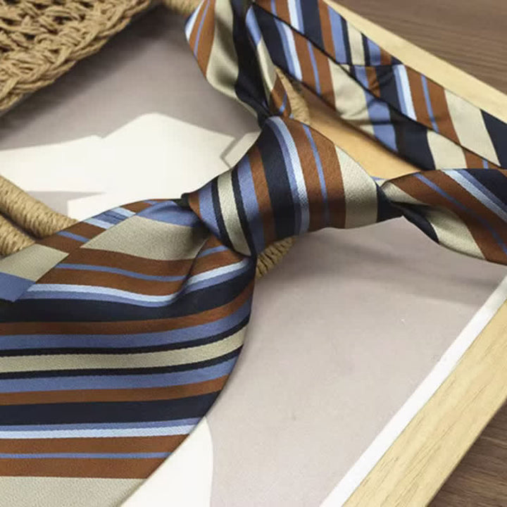 Men's Classic Striped Wide Real Silk Necktie